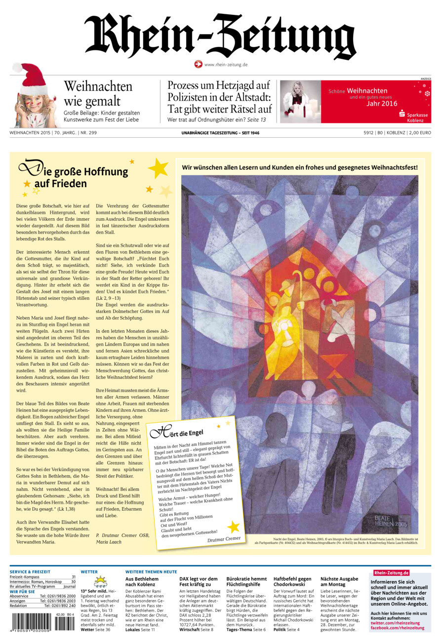 Rhein-Zeitung Koblenz & Region vom Donnerstag, 24.12.2015