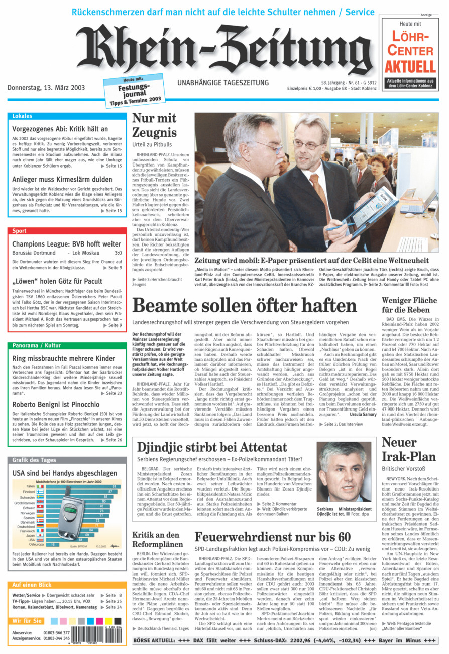 Rhein-Zeitung Koblenz & Region vom Donnerstag, 13.03.2003