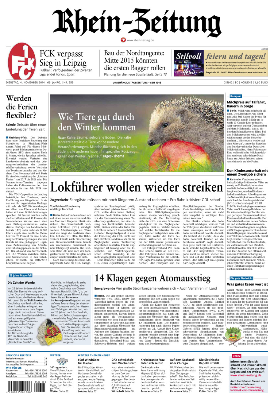 Rhein-Zeitung Koblenz & Region vom Dienstag, 04.11.2014