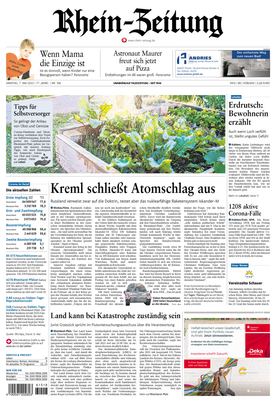 Rhein-Zeitung Koblenz & Region vom Samstag, 07.05.2022