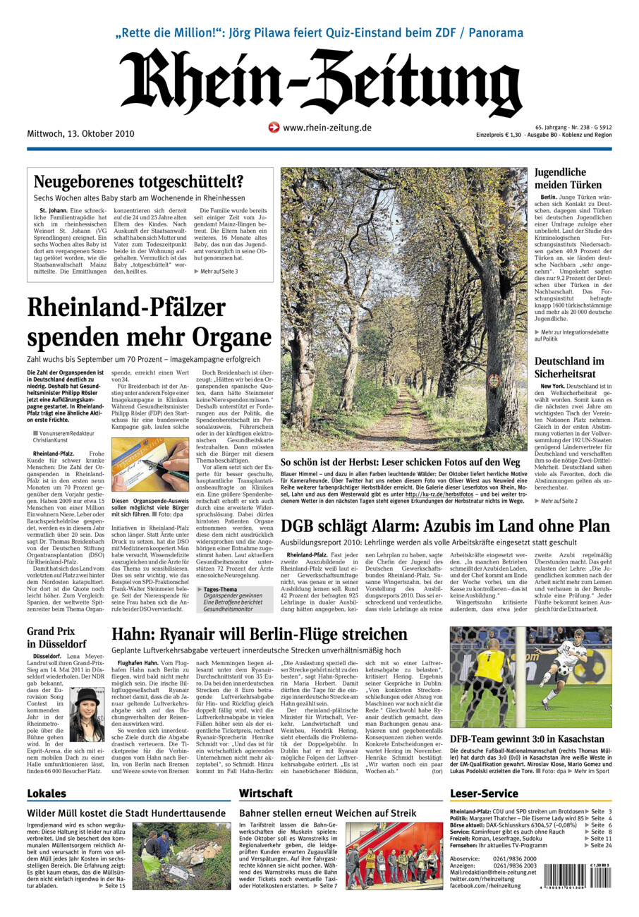 Rhein-Zeitung Koblenz & Region vom Mittwoch, 13.10.2010
