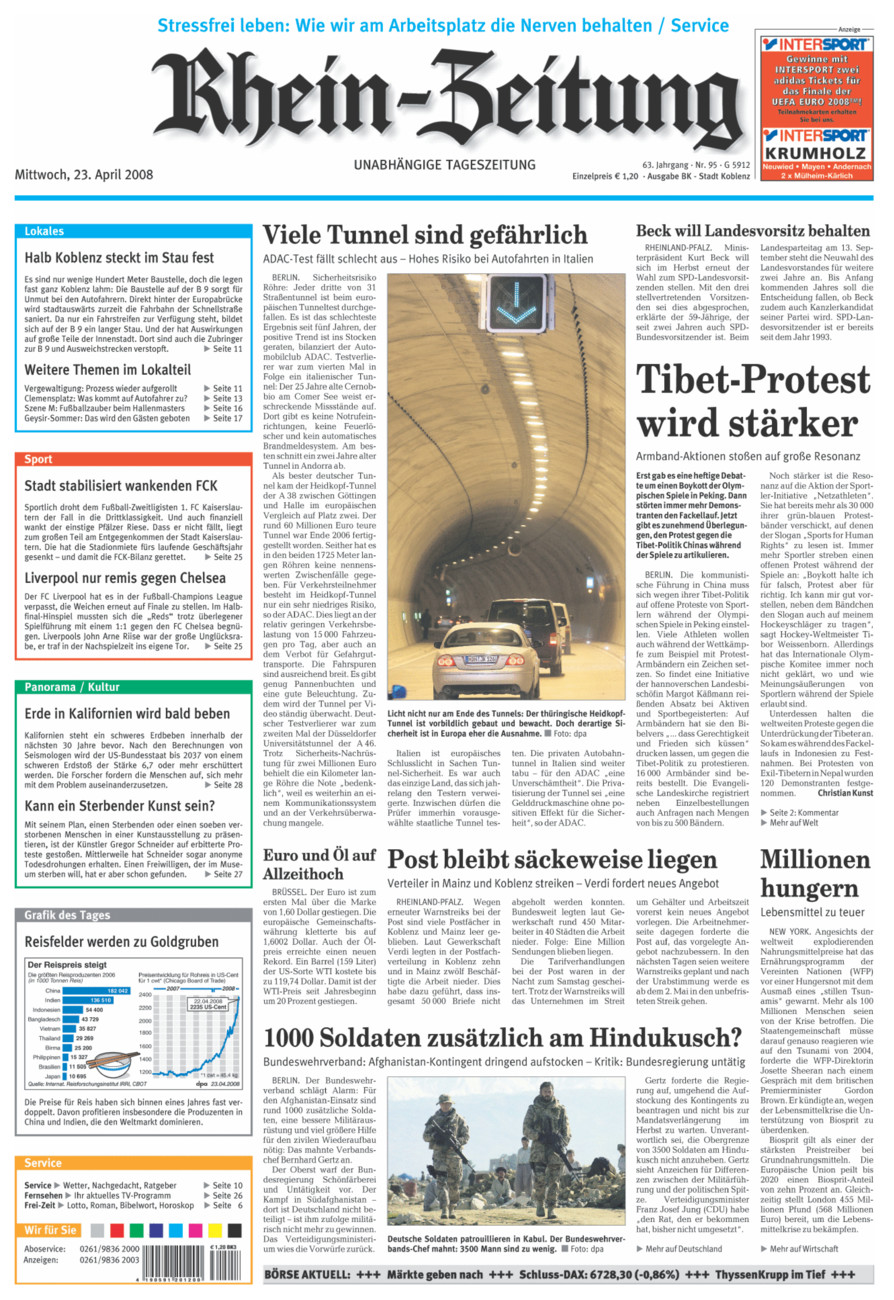 Rhein-Zeitung Koblenz & Region vom Mittwoch, 23.04.2008