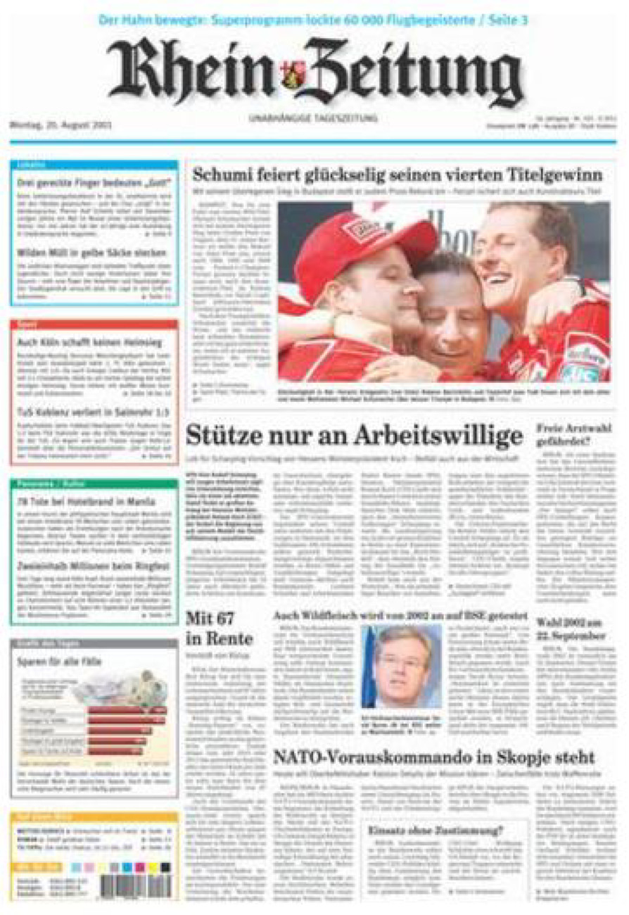 Rhein-Zeitung Koblenz & Region vom Montag, 20.08.2001