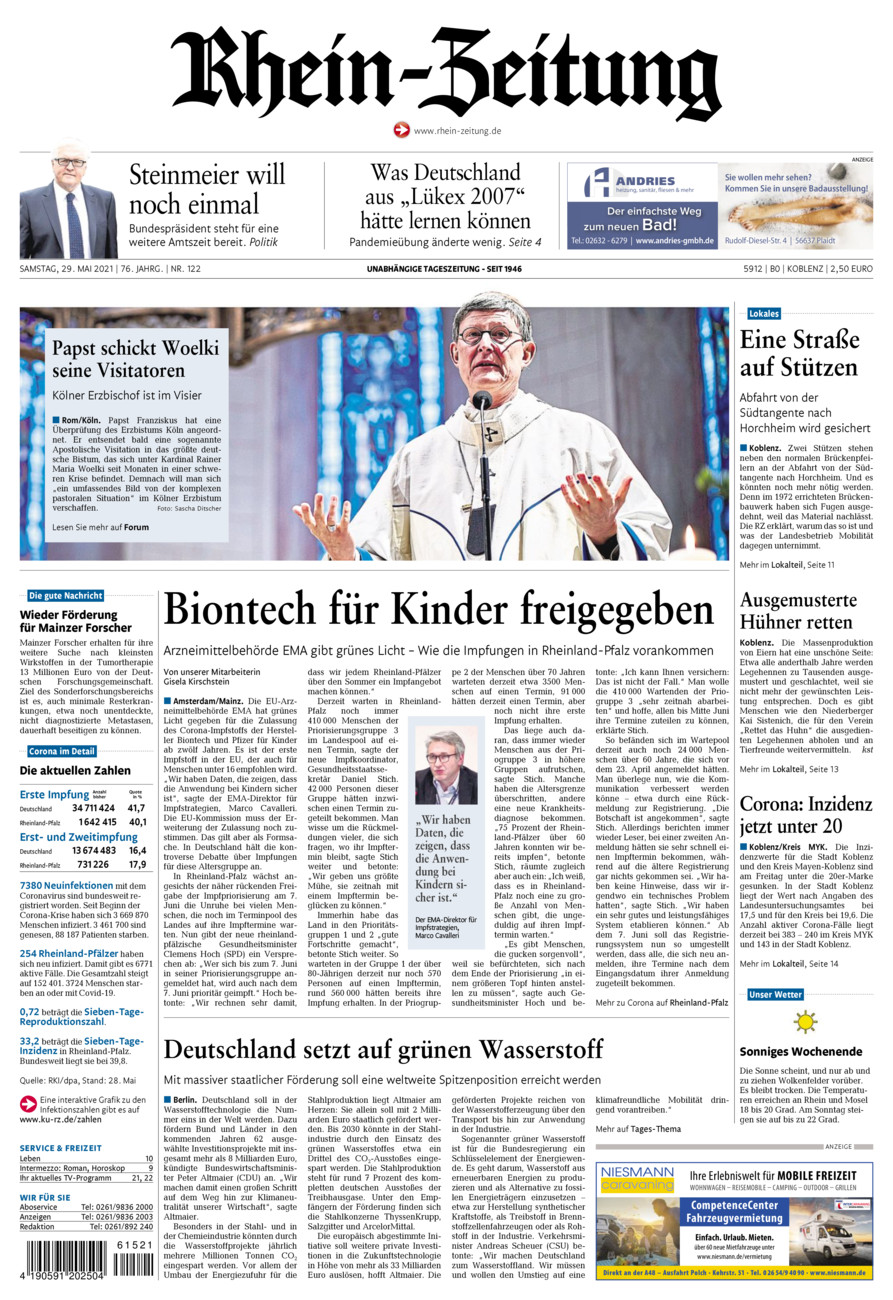 Rhein-Zeitung Koblenz & Region vom Samstag, 29.05.2021
