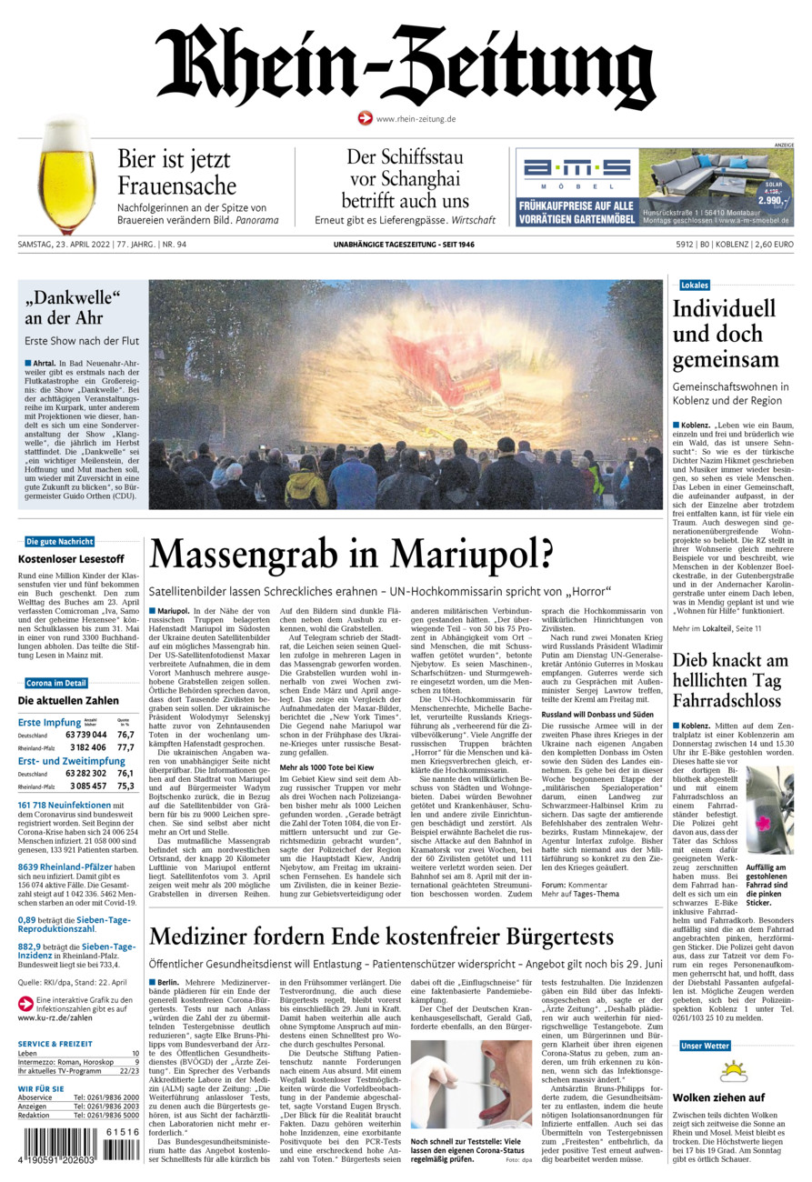 Rhein-Zeitung Koblenz & Region vom Samstag, 23.04.2022