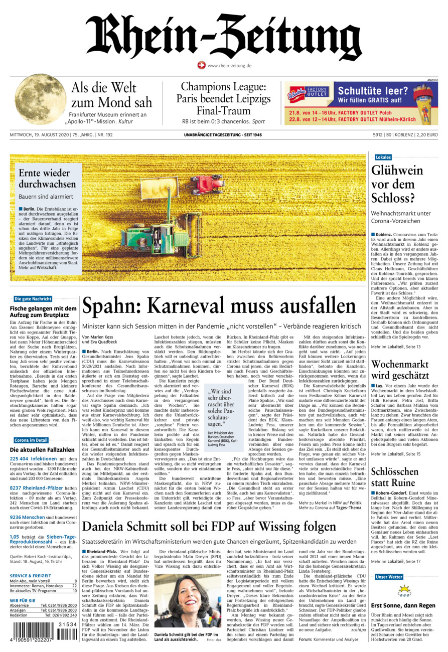 Rhein-Zeitung Koblenz & Region vom Mittwoch, 19.08.2020