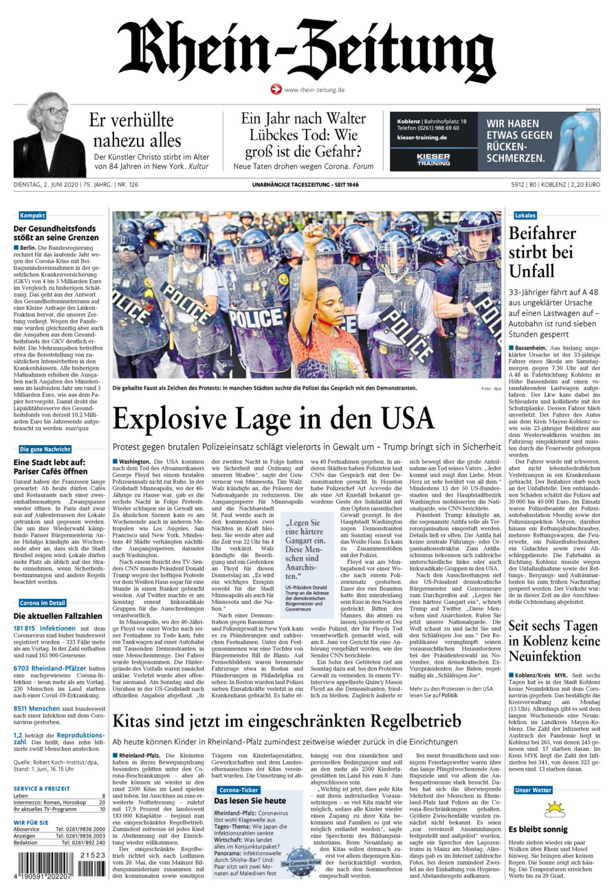 Rhein-Zeitung Koblenz & Region vom Dienstag, 02.06.2020