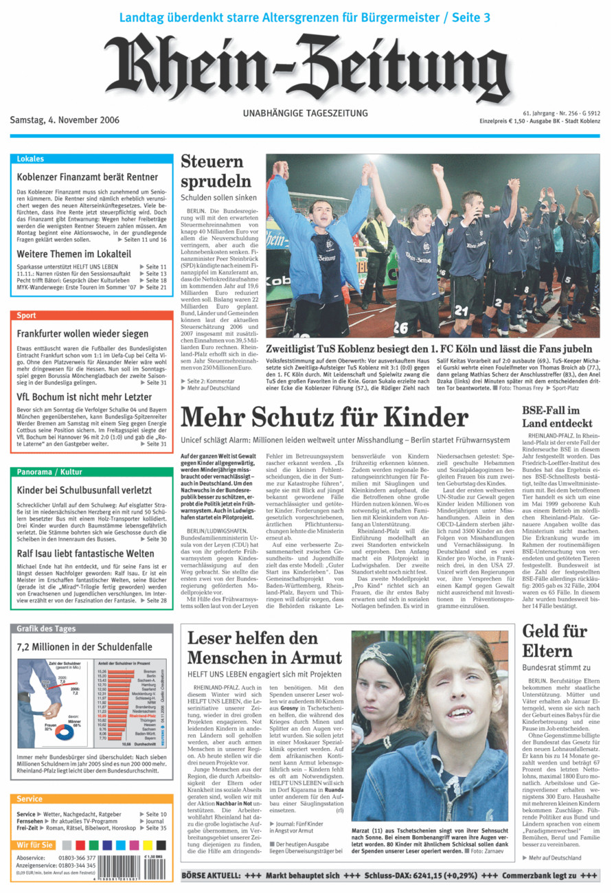 Rhein-Zeitung Koblenz & Region vom Samstag, 04.11.2006