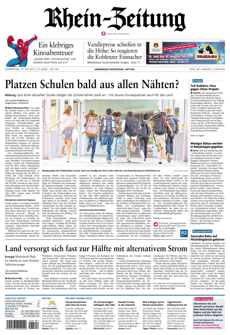 Rhein-Zeitung Koblenz & Region vom Donnerstag, 13.07.2017