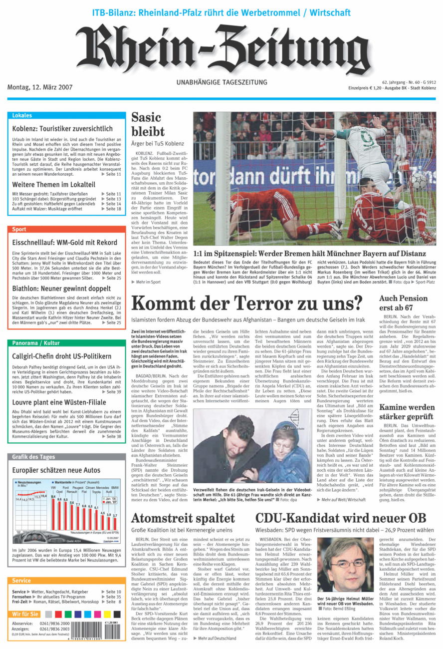 Rhein-Zeitung Koblenz & Region vom Montag, 12.03.2007