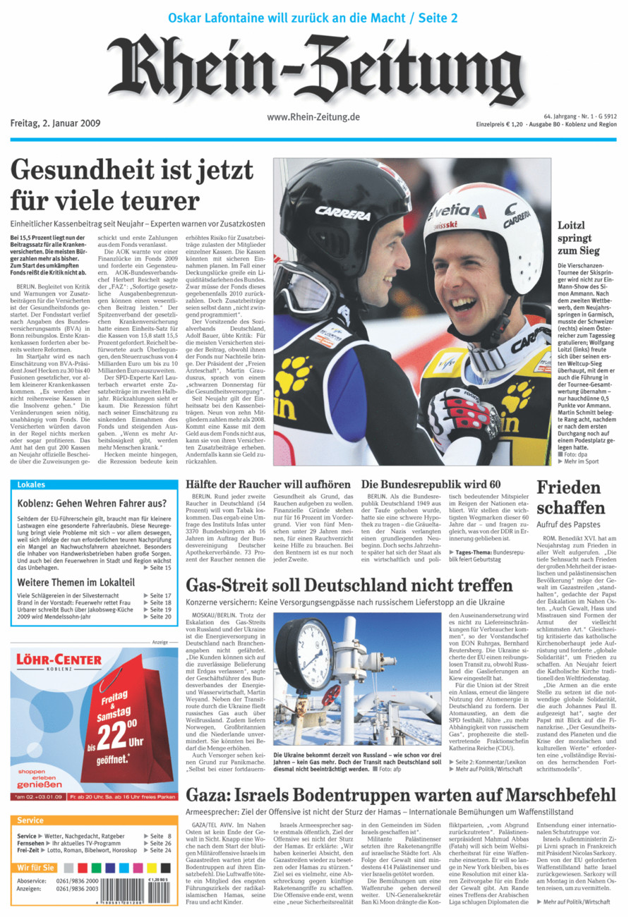 Rhein-Zeitung Koblenz & Region vom Freitag, 02.01.2009