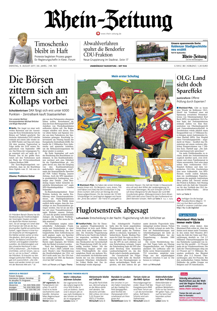 Rhein-Zeitung Koblenz & Region vom Dienstag, 09.08.2011