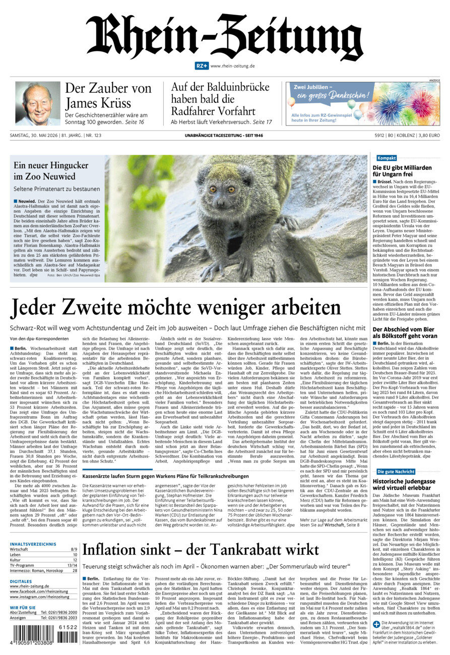Rhein-Zeitung Koblenz & Region vom Samstag, 30.05.2026