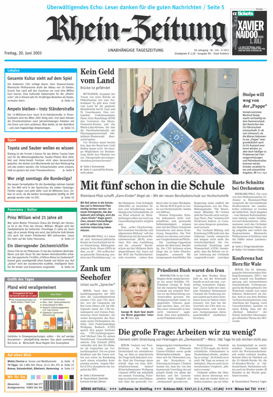 Rhein-Zeitung Koblenz & Region vom Freitag, 20.06.2003