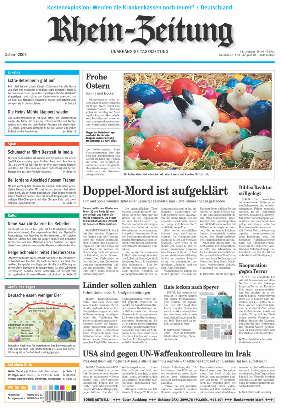 Rhein-Zeitung Koblenz & Region vom Samstag, 19.04.2003