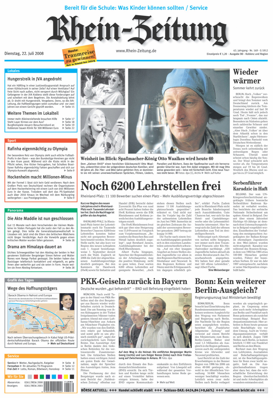 Rhein-Zeitung Koblenz & Region vom Dienstag, 22.07.2008