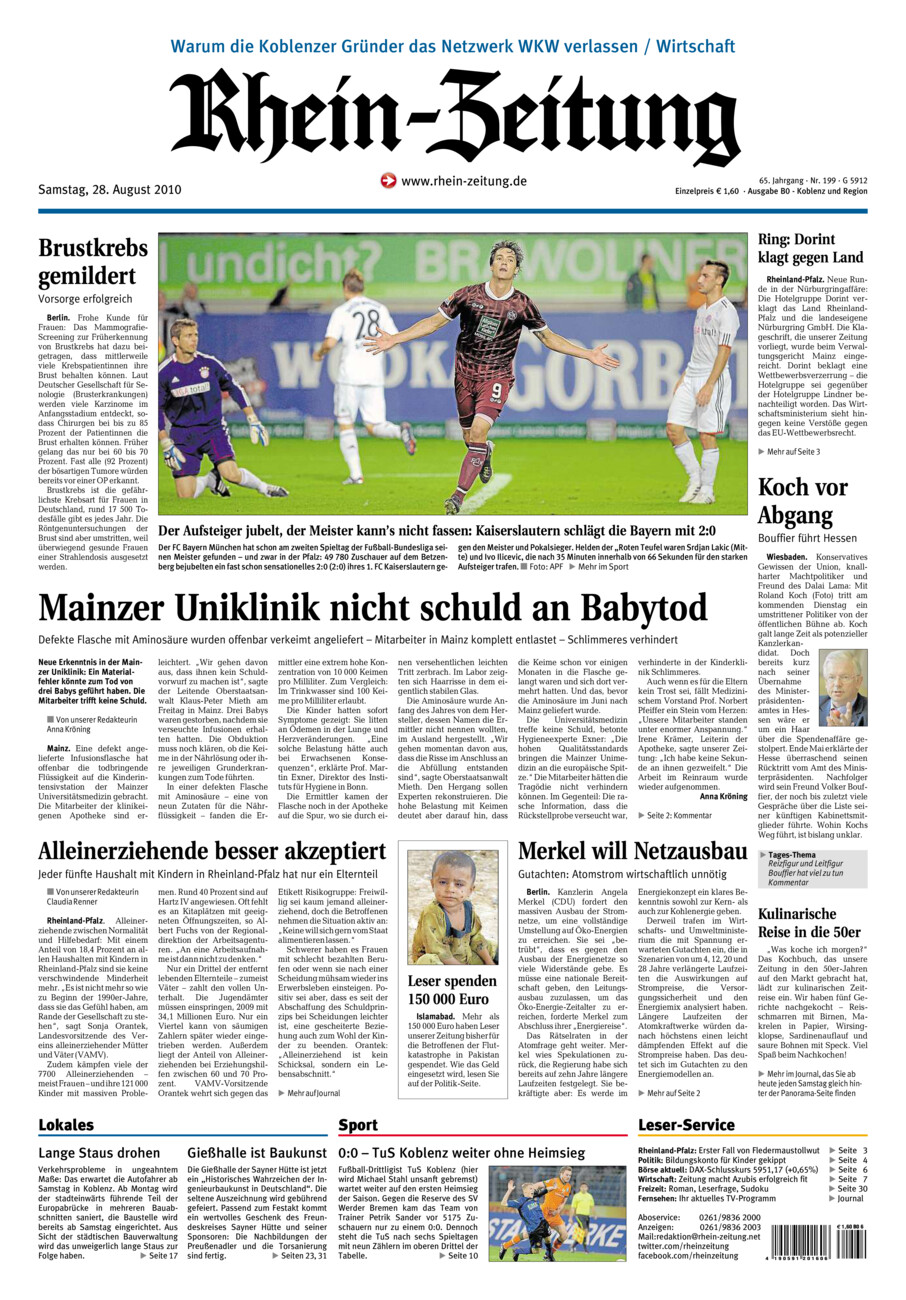 Rhein-Zeitung Koblenz & Region vom Samstag, 28.08.2010