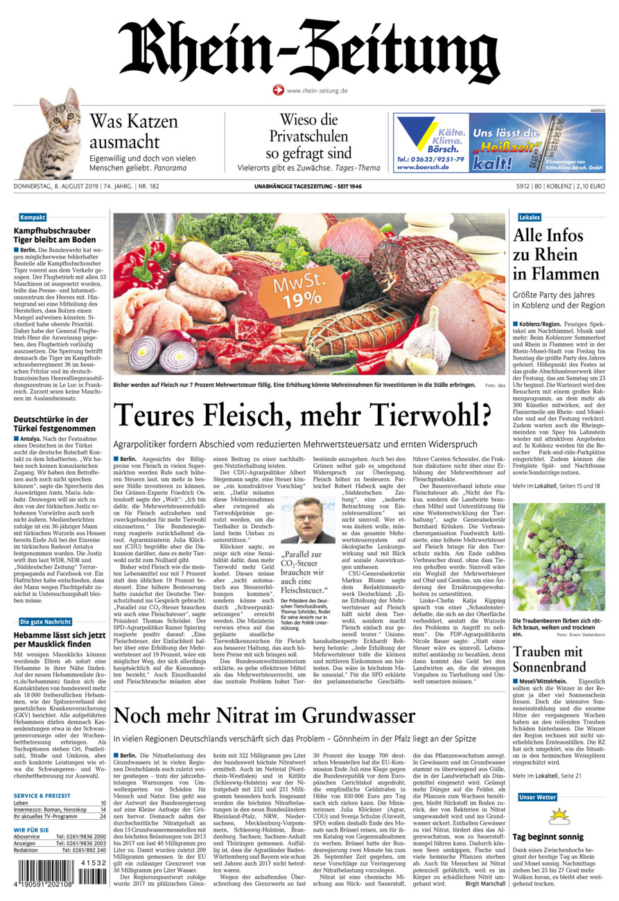 Rhein-Zeitung Koblenz & Region vom Donnerstag, 08.08.2019