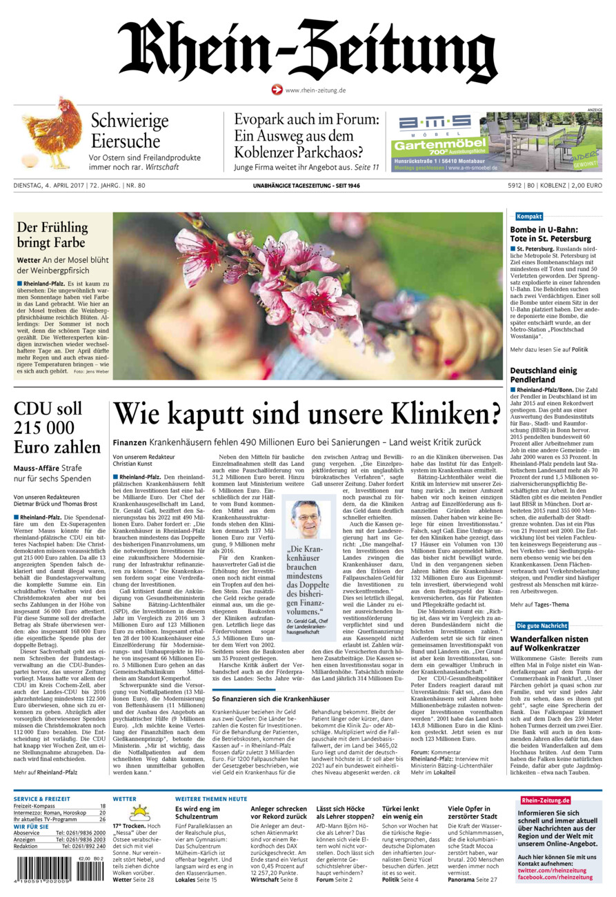 Rhein-Zeitung Koblenz & Region vom Dienstag, 04.04.2017