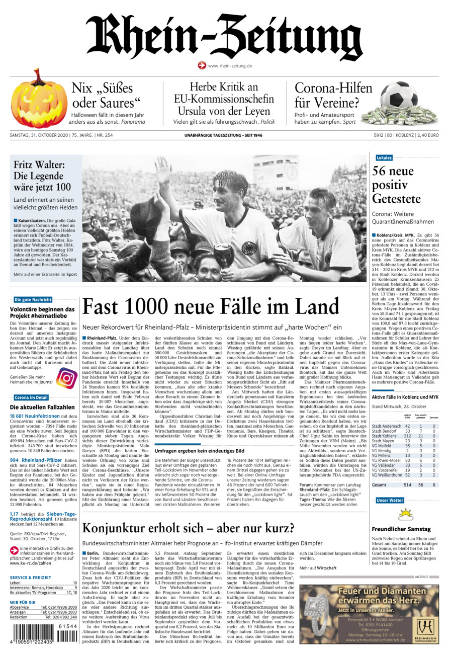 Rhein-Zeitung Koblenz & Region vom Samstag, 31.10.2020