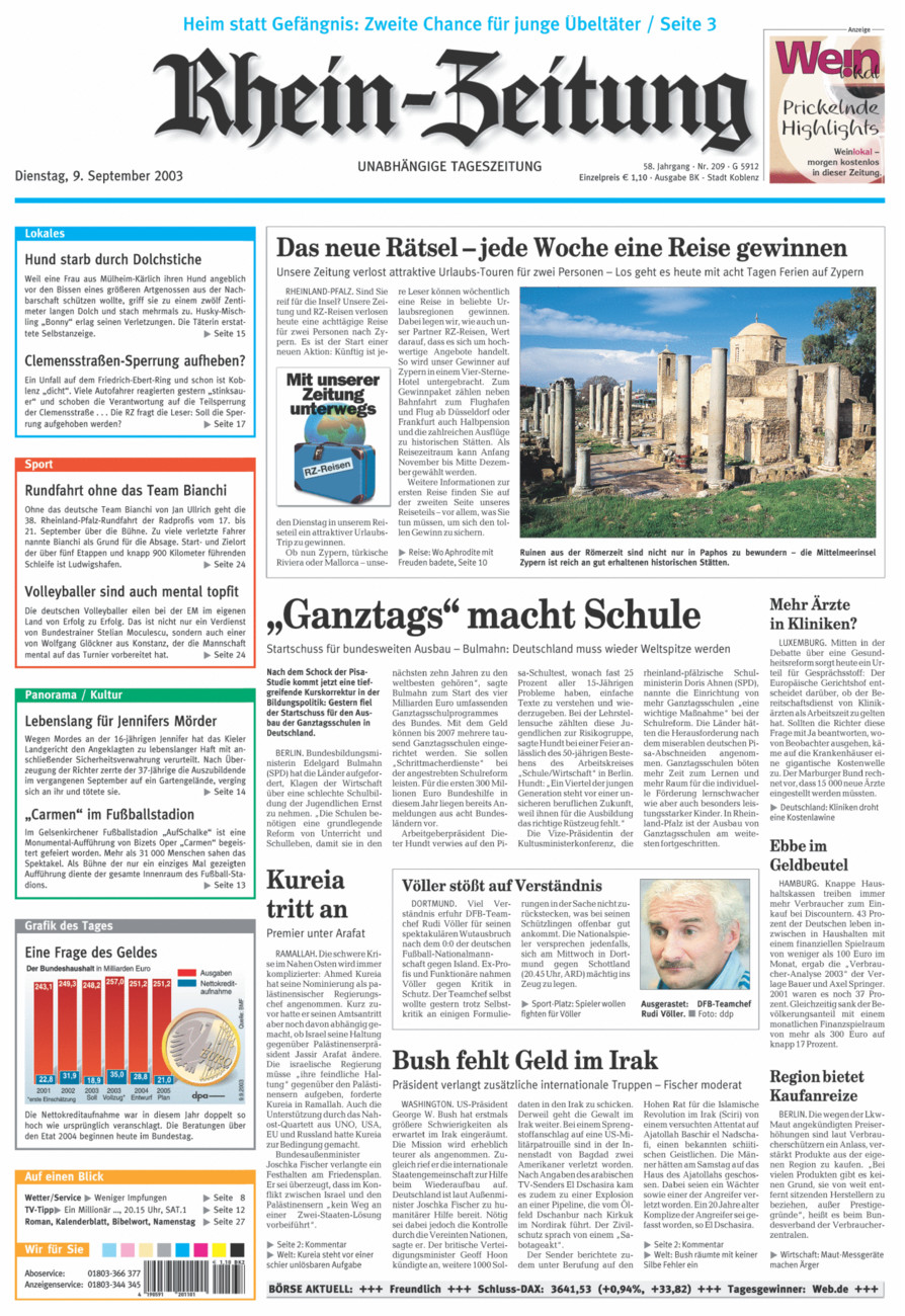 Rhein-Zeitung Koblenz & Region vom Dienstag, 09.09.2003