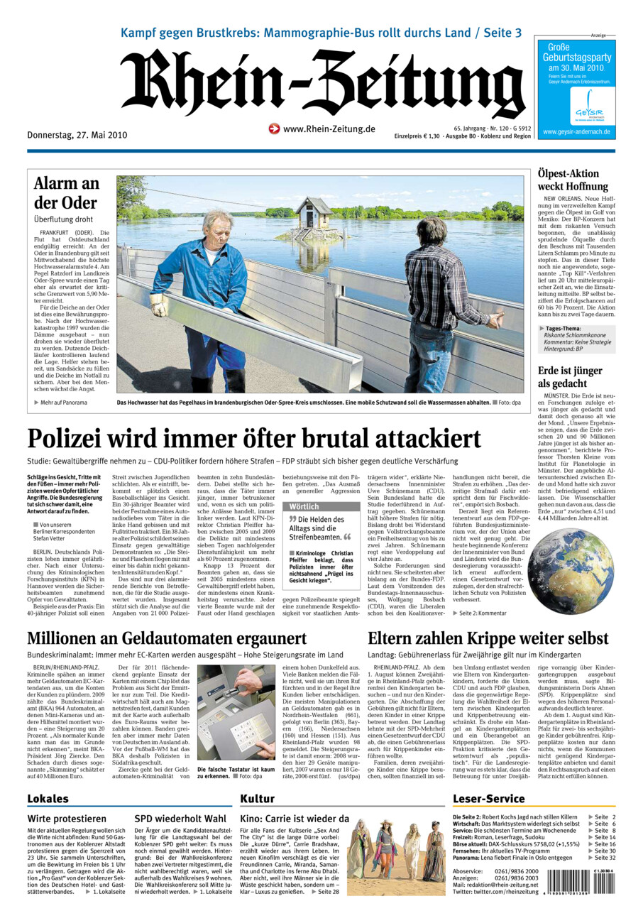 Rhein-Zeitung Koblenz & Region vom Donnerstag, 27.05.2010