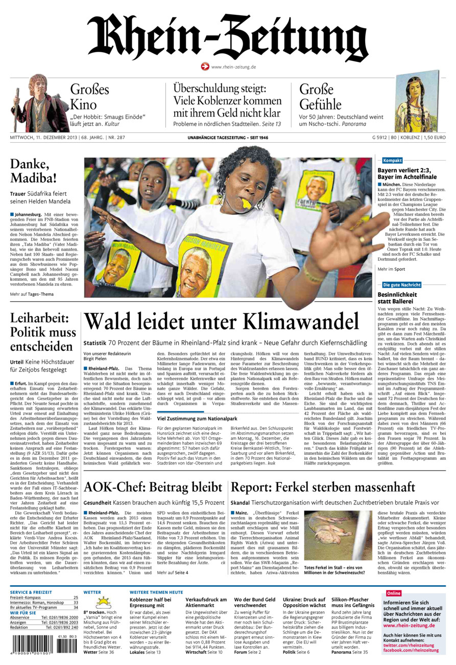 Rhein-Zeitung Koblenz & Region vom Mittwoch, 11.12.2013