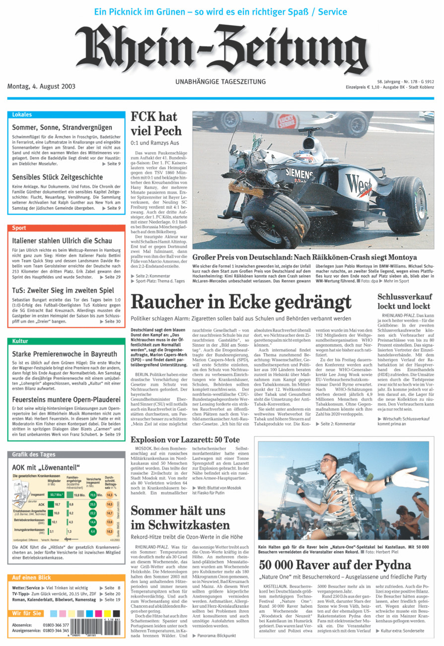 Rhein-Zeitung Koblenz & Region vom Montag, 04.08.2003