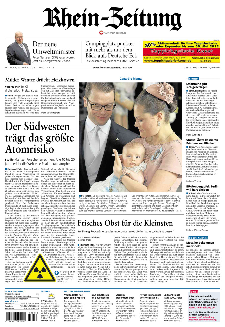 Rhein-Zeitung Koblenz & Region vom Mittwoch, 23.05.2012