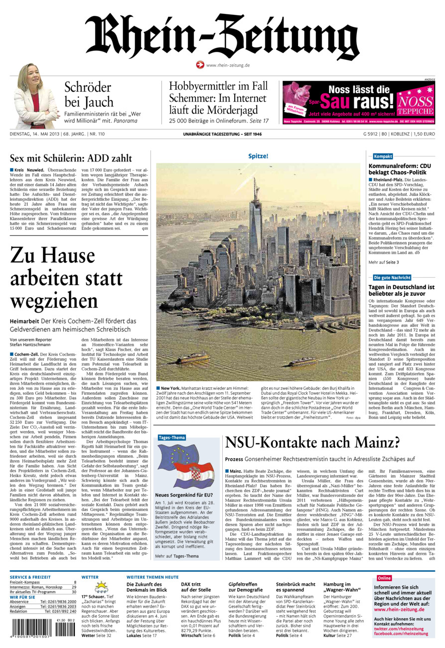 Rhein-Zeitung Koblenz & Region vom Dienstag, 14.05.2013