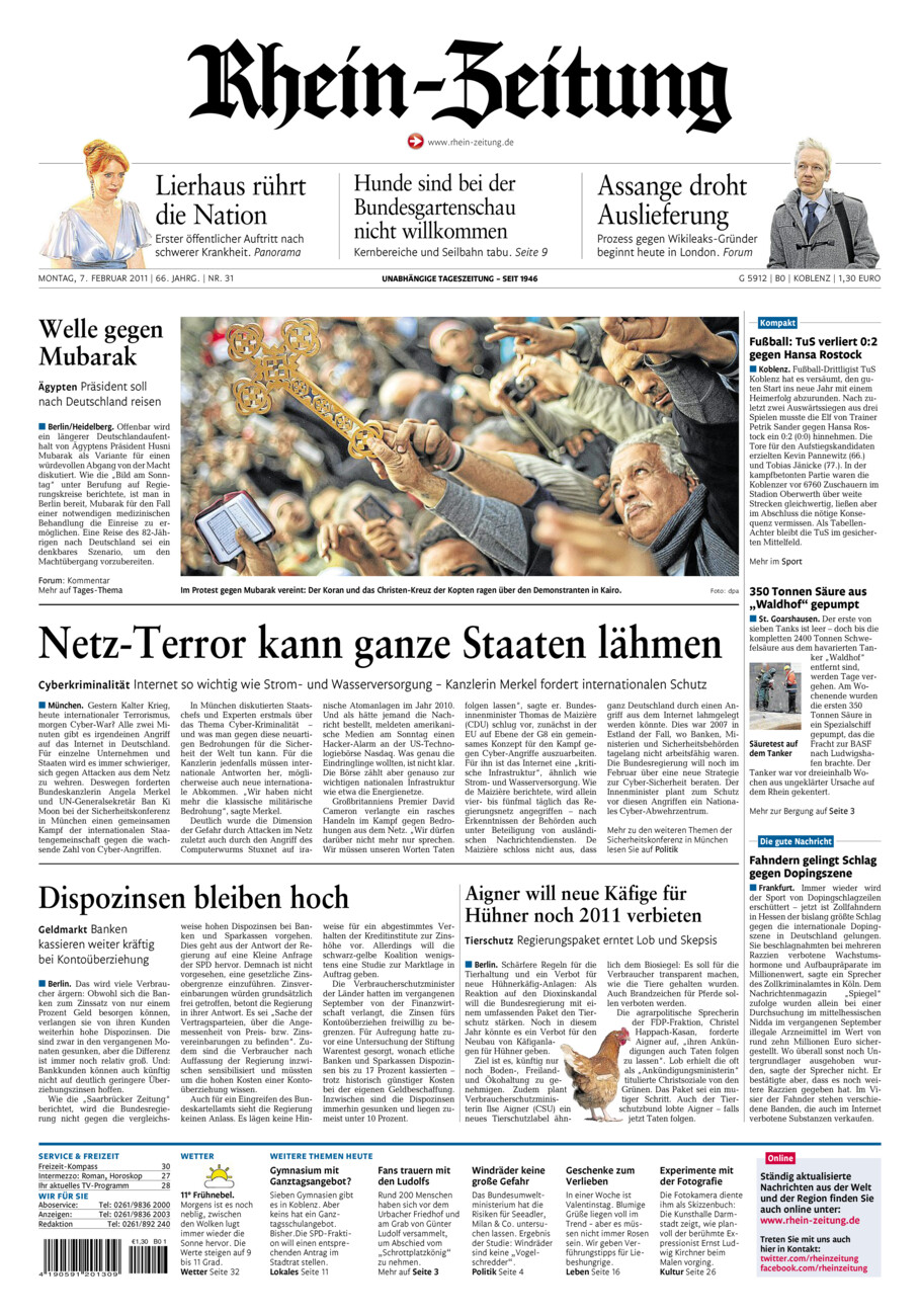 Rhein-Zeitung Koblenz & Region vom Montag, 07.02.2011