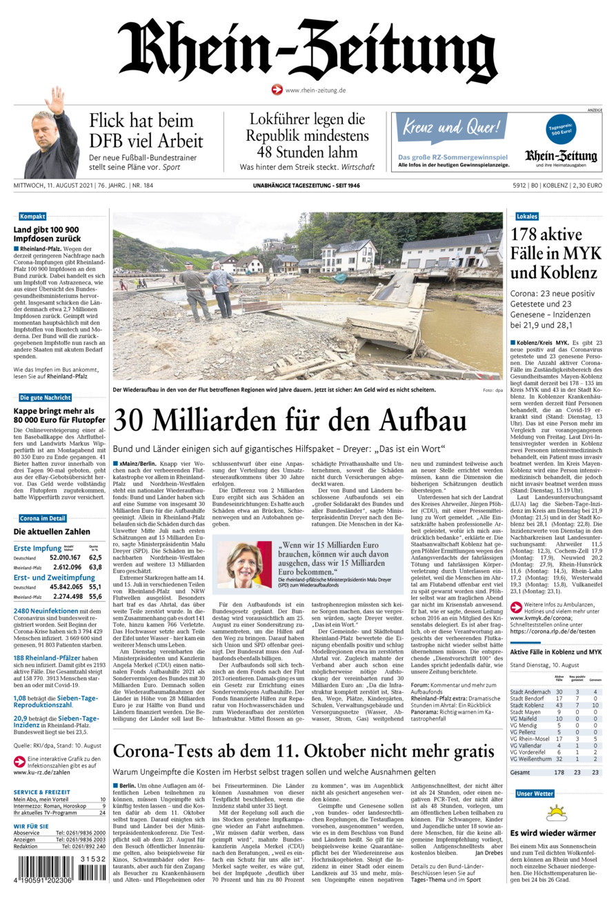 Rhein-Zeitung Koblenz & Region vom Mittwoch, 11.08.2021