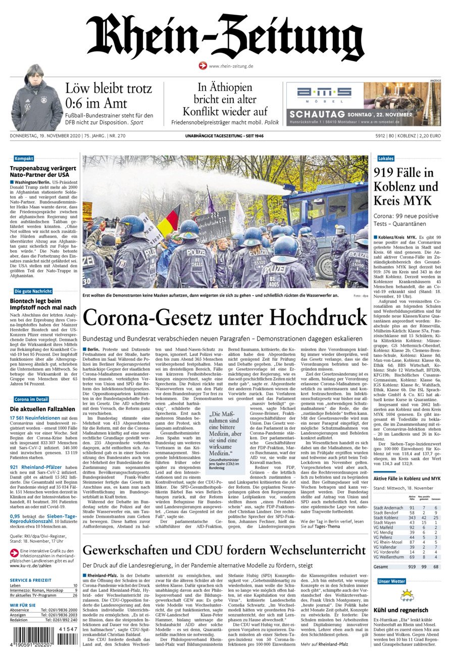 Rhein-Zeitung Koblenz & Region vom Donnerstag, 19.11.2020
