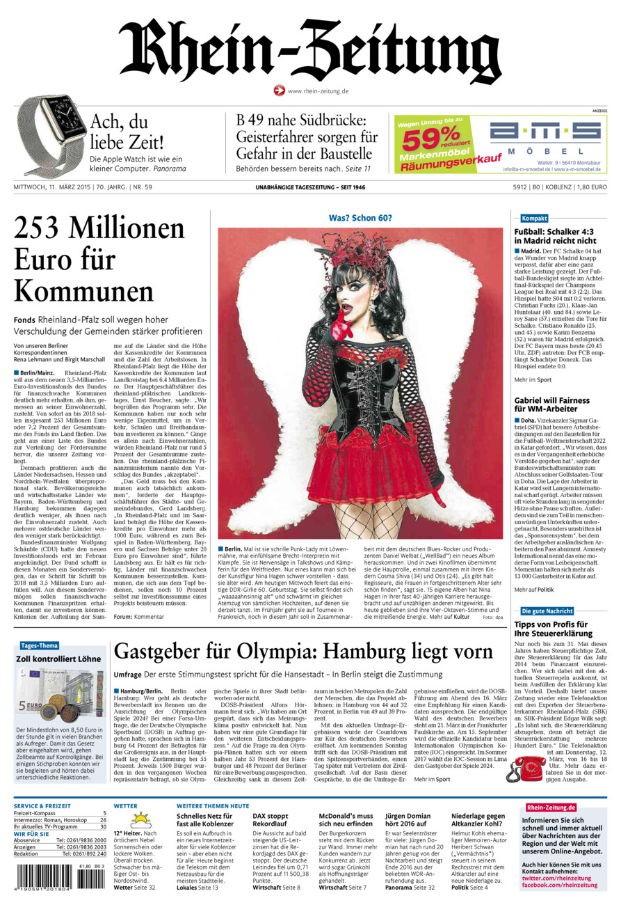 Rhein-Zeitung Koblenz & Region vom Mittwoch, 11.03.2015