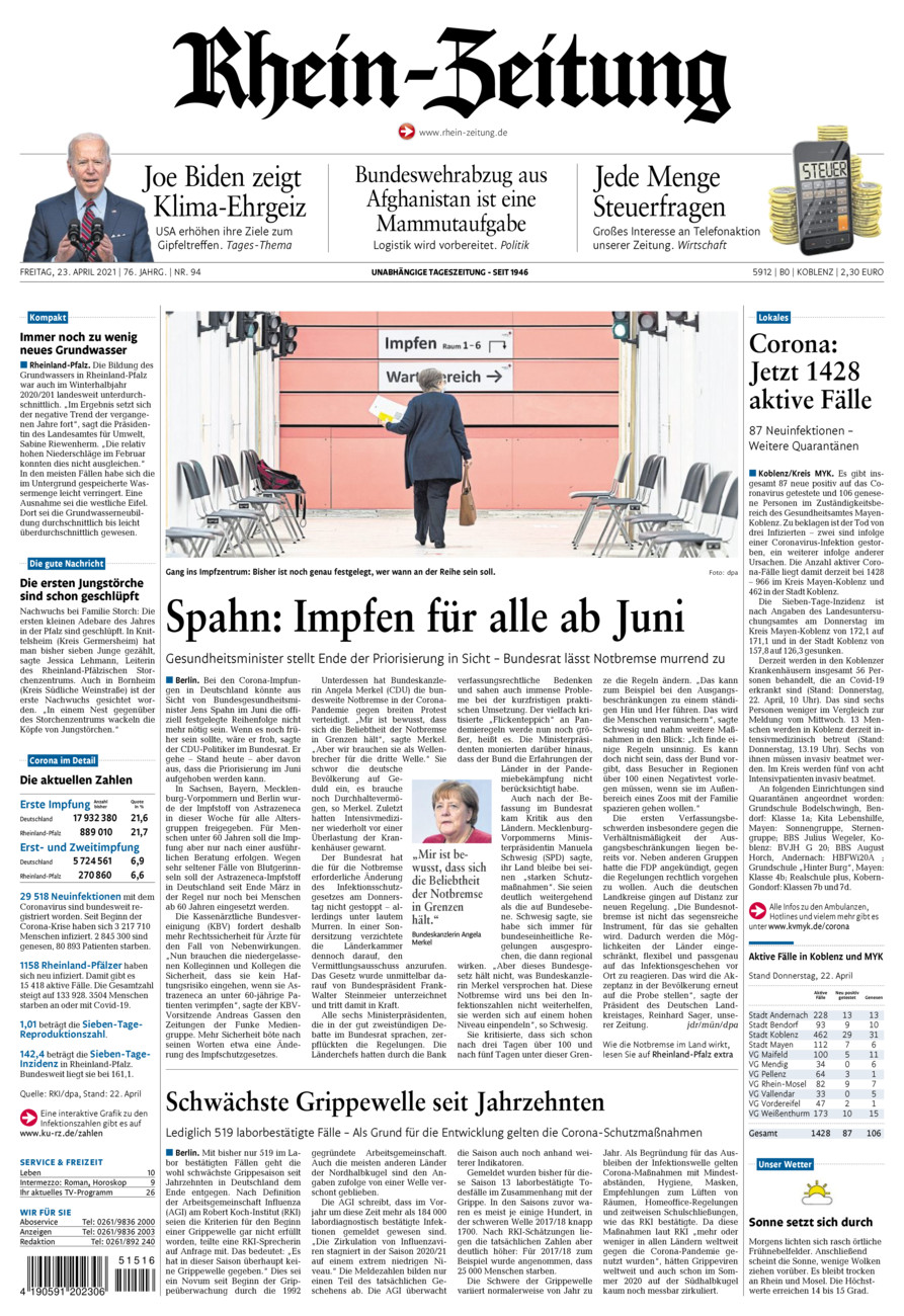 Rhein-Zeitung Koblenz & Region vom Freitag, 23.04.2021