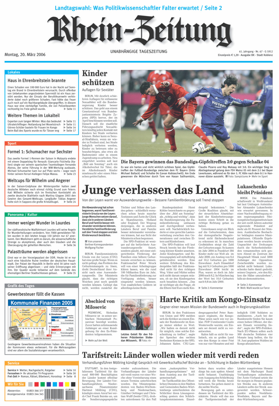 Rhein-Zeitung Koblenz & Region vom Montag, 20.03.2006