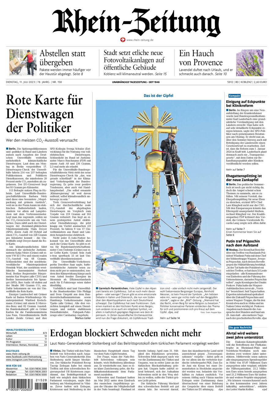 Rhein-Zeitung Koblenz & Region vom Dienstag, 11.07.2023