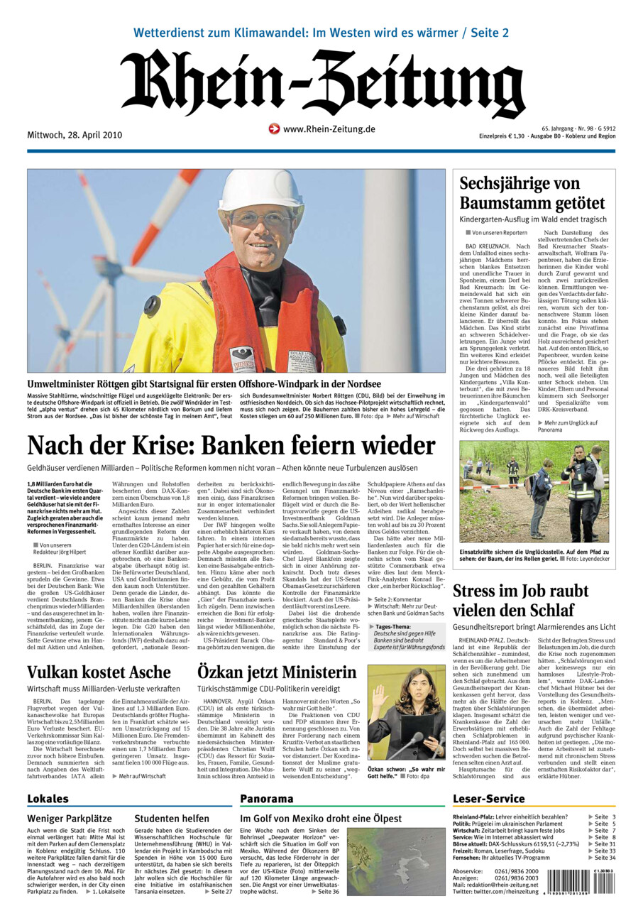 Rhein-Zeitung Koblenz & Region vom Mittwoch, 28.04.2010