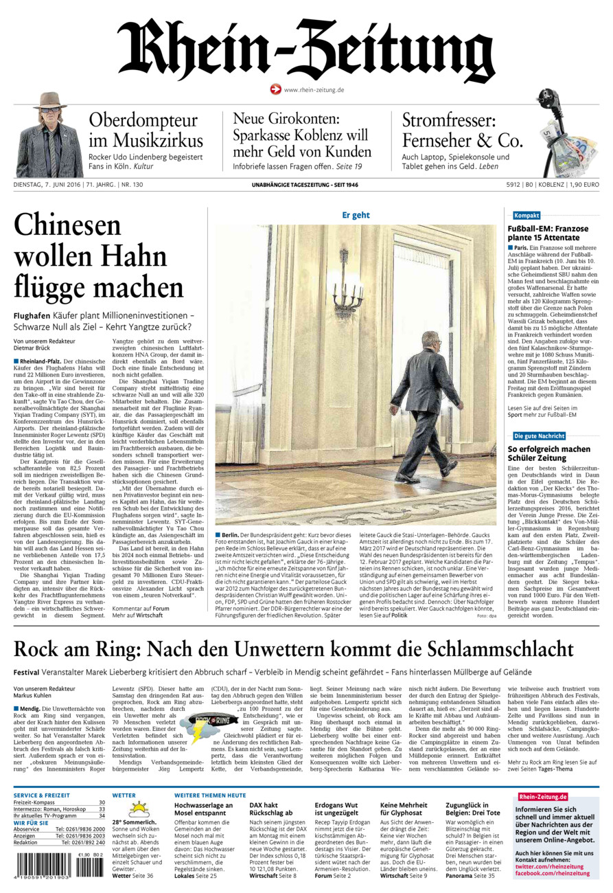 Rhein-Zeitung Koblenz & Region vom Dienstag, 07.06.2016
