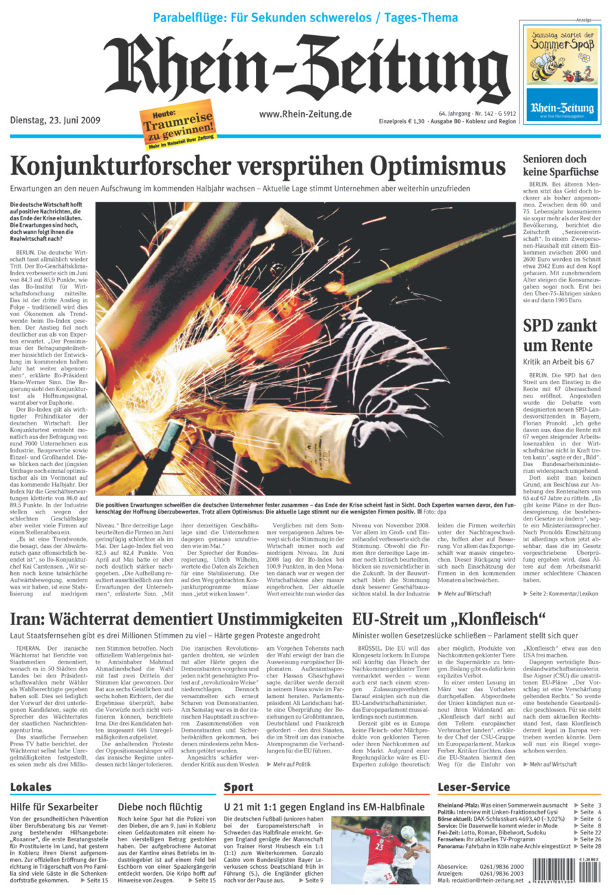 Rhein-Zeitung Koblenz & Region vom Dienstag, 23.06.2009