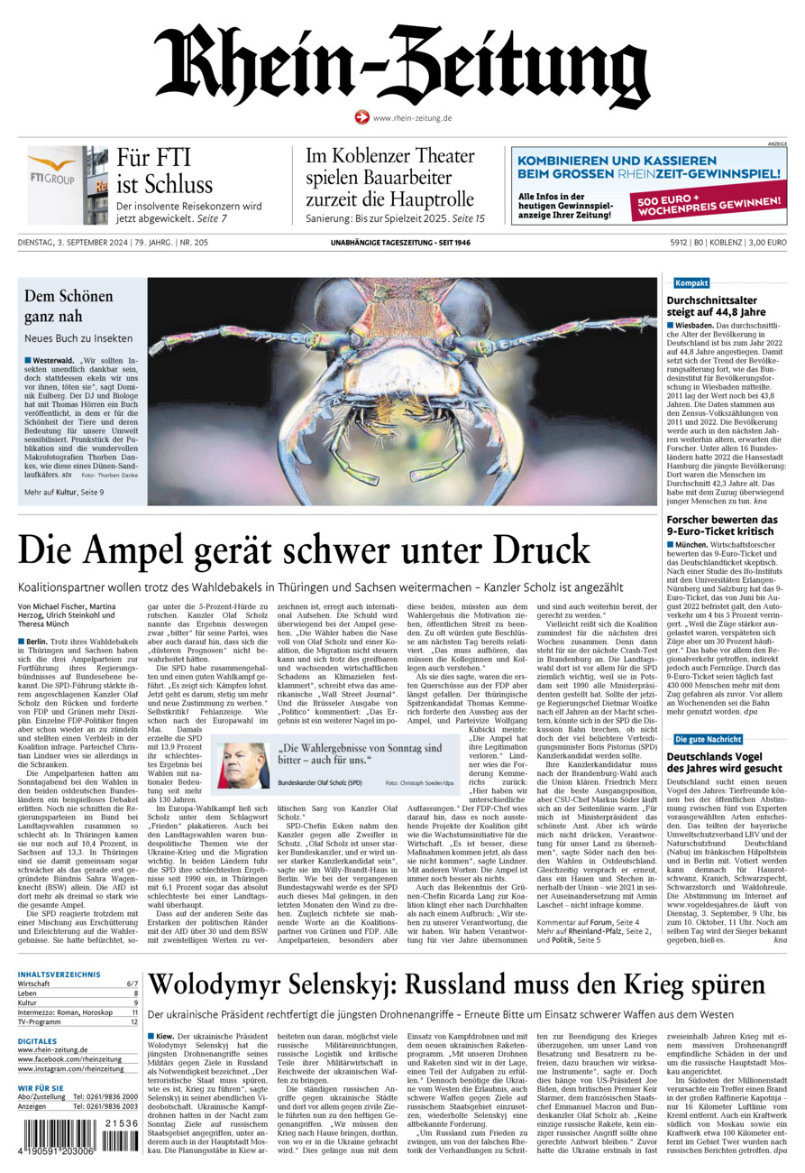 Rhein-Zeitung Koblenz & Region vom Dienstag, 03.09.2024