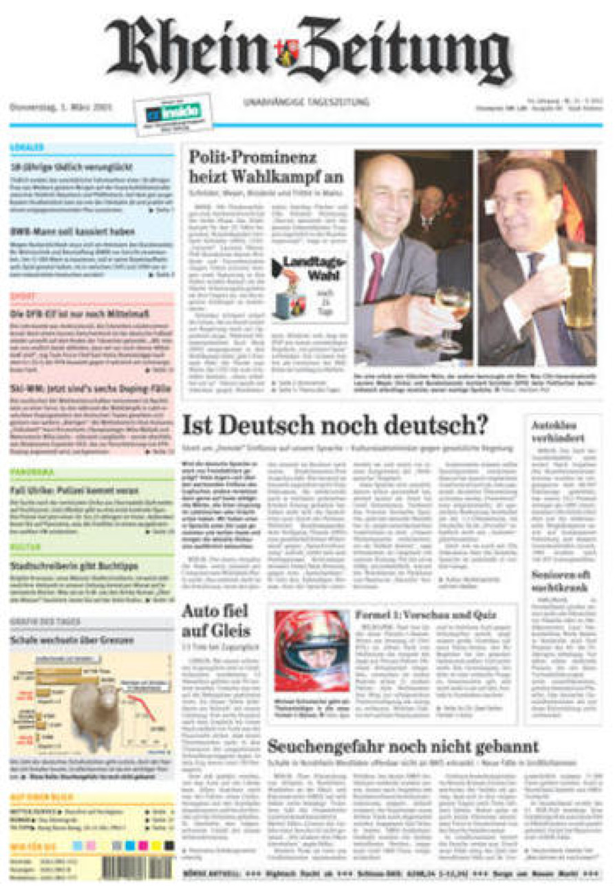 Rhein-Zeitung Koblenz & Region vom Donnerstag, 01.03.2001