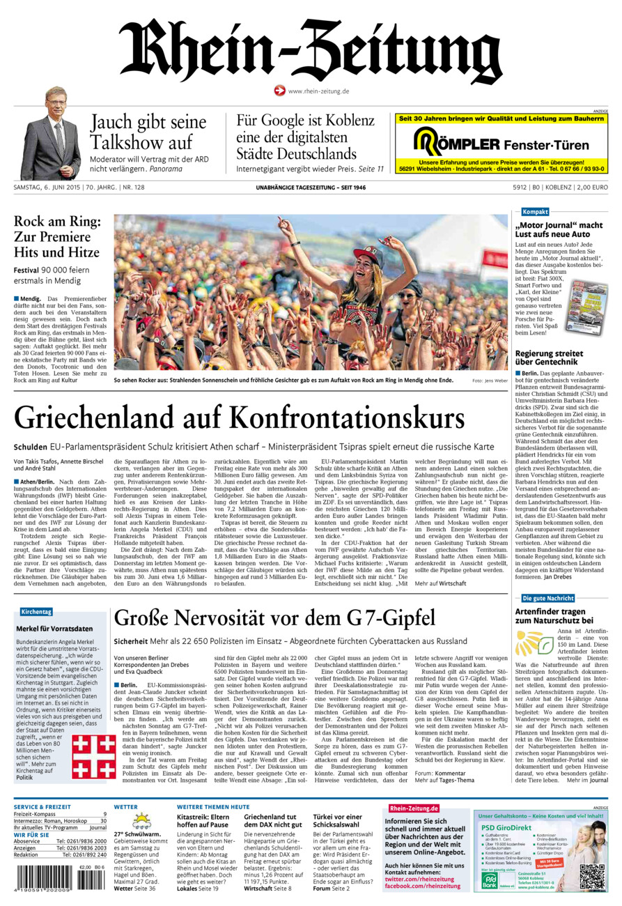 Rhein-Zeitung Koblenz & Region vom Samstag, 06.06.2015