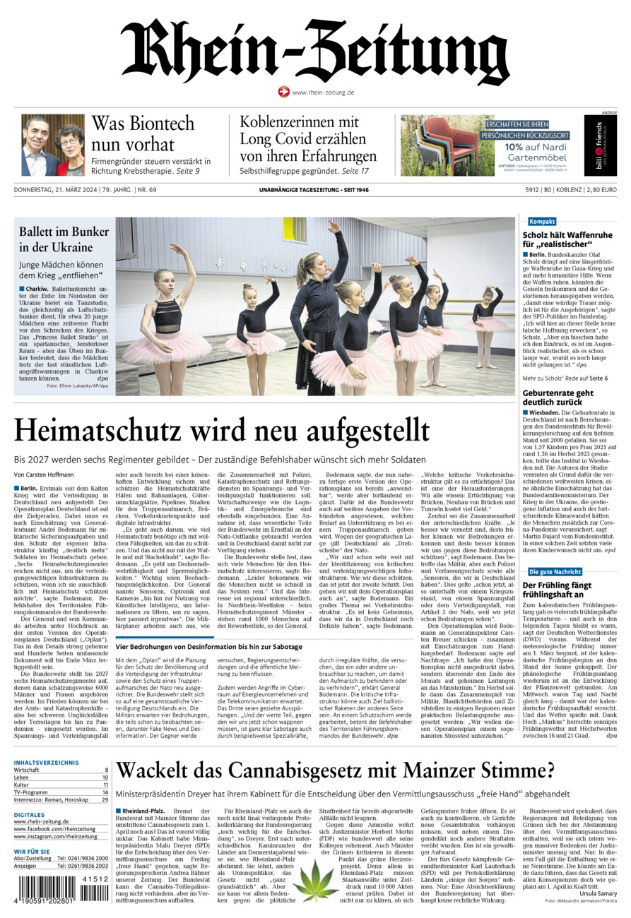 Rhein-Zeitung Koblenz & Region vom Donnerstag, 21.03.2024