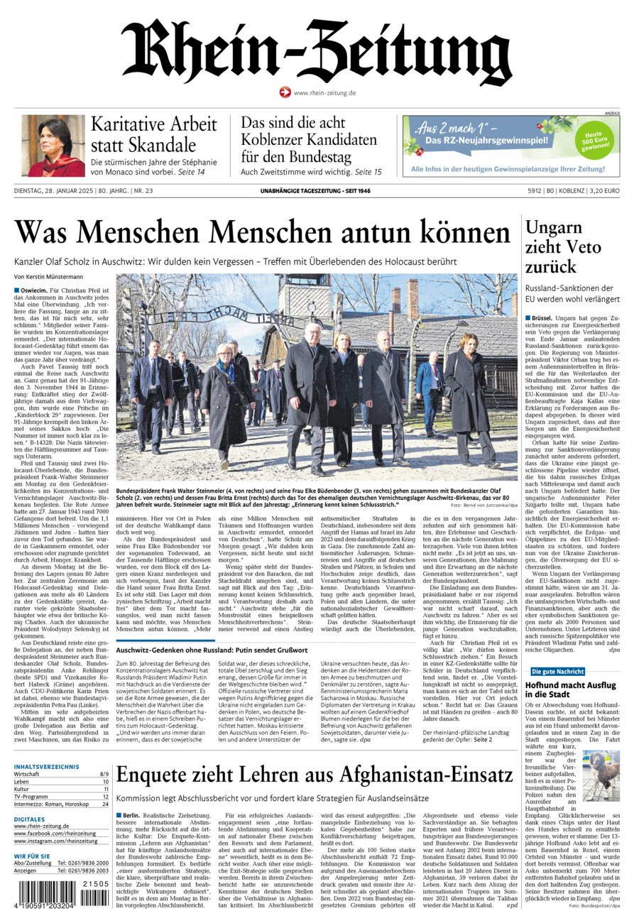 Rhein-Zeitung Koblenz & Region vom Dienstag, 28.01.2025