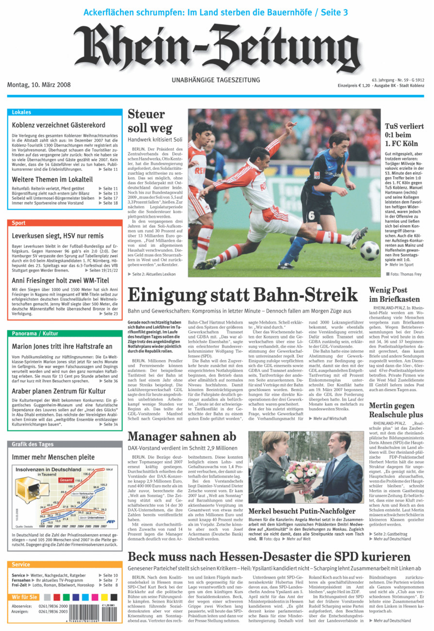 Rhein-Zeitung Koblenz & Region vom Montag, 10.03.2008