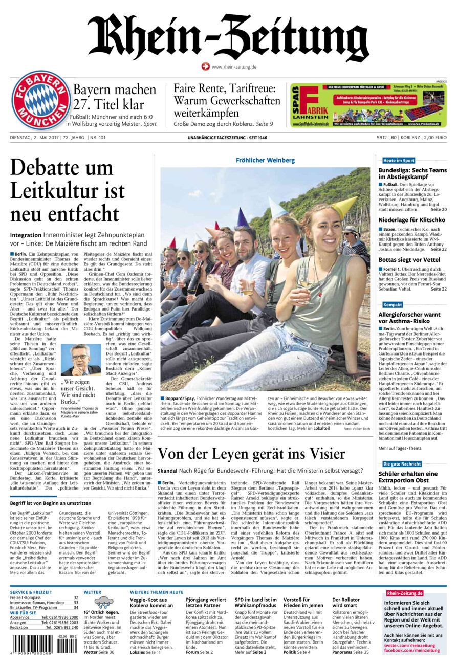 Rhein-Zeitung Koblenz & Region vom Dienstag, 02.05.2017