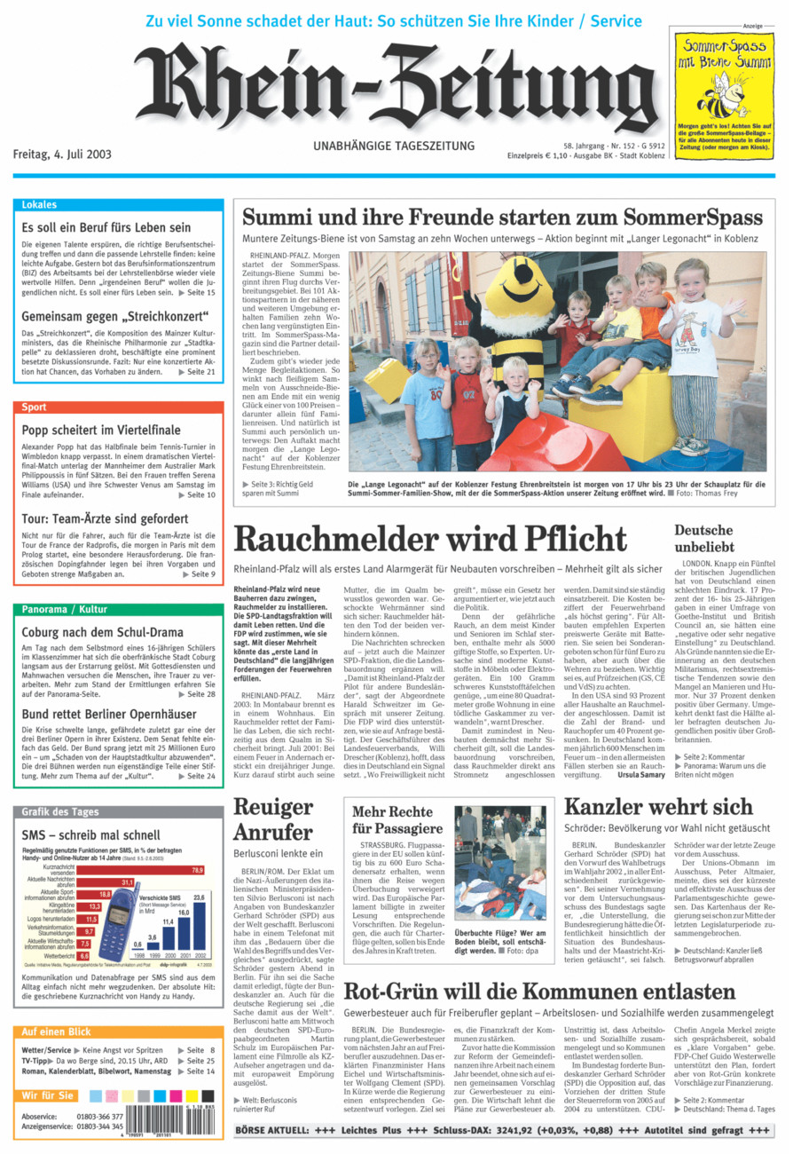 Rhein-Zeitung Koblenz & Region vom Freitag, 04.07.2003
