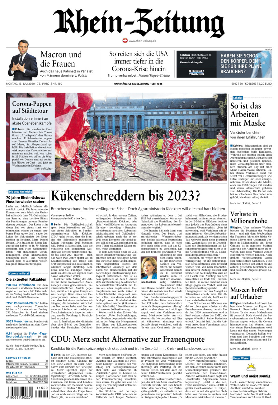 Rhein-Zeitung Koblenz & Region vom Montag, 13.07.2020