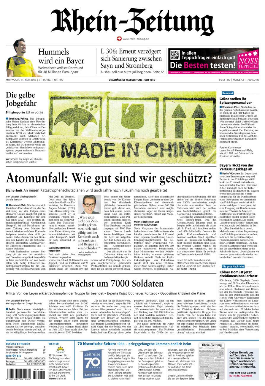 Rhein-Zeitung Koblenz & Region vom Mittwoch, 11.05.2016